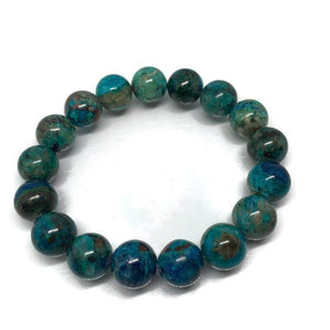 Chrysocolla Bracelet 12mm AAA Quality Code #A11 Length 7.5" Natural Chrysocolla Round Bracelet , Healing Bracelet