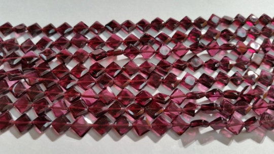 Garnet faceted Kite shape , Size 6mm and Length of strand 15