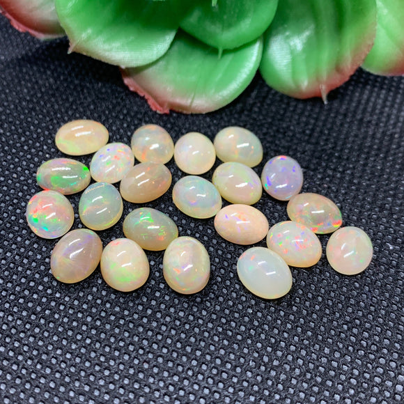 Ethiopian Opal Cabs 7X9 mm size Pack of 2 Pieces -Code #E-11- AA Quality (2A Grade) Opal Cabochon - Ethiopian Opal Oval Cabochon