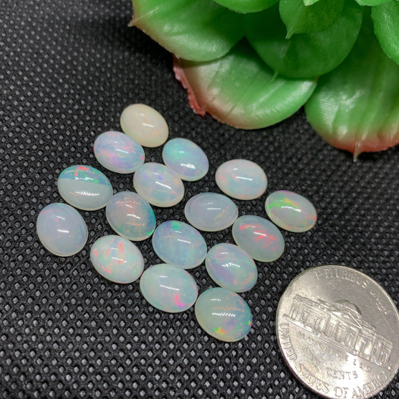 Ethiopian Opal Cabs 7X9 mm size Pack of 2 Pieces -Code #E-16- AA Quality (2A Grade) Opal Cabochon - Ethiopian Opal Oval Cabochon