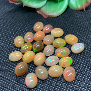 Ethiopian Opal 7X9 mm size Pack of 2 Pieces -Code #E-15- AA Quality (2A Grade) Opal Cabochon - Ethiopian Opal Oval Cabochon