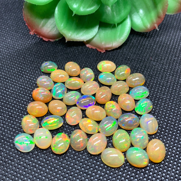 Ethiopian Opal Cabs 7X9 mm size Pack of 2 Pieces -Code #E-18- AAA Quality (3A Grade) Opal Cabochon - Ethiopian Opal Oval Cabochon