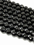 Black Spinel 8mm Black Spinel Round Faceted Beads, Black spinel Beads 40cm Length Micro Faceted beads , natural black spinel AAAA Quality