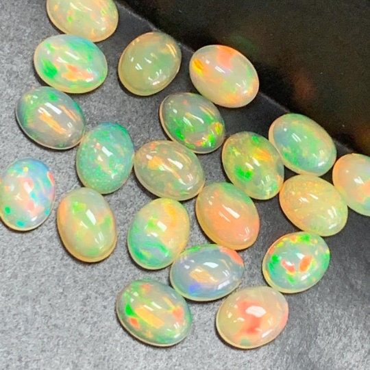 Ethiopian Opal 6x8 (6-Pcs) Pack -Code #01- AAA Quality (3A Grade) Opal Cabochon - Ethiopian Opal Oval Cabochon