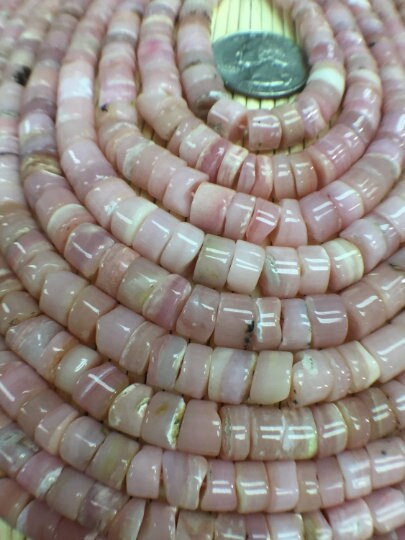 8mm Natural Pink Opal Tyre Beads, Top Quality , Pink Opal Heishi Beads- length 16 Inches