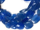 Chalcedony Faceted Nugget, 17x22mm to18x26mm , 14 Inch Strand, Blue Chalcedony , dyed chalcedony free size flat nugget shape