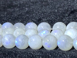Moonstone 6MM Round Beads ,Rainbow Moonstone beads, Length 15.5" and AAA Quality, Origin India .perfect round with blue flash
