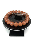 Sunstone Bracelet 10 mm size- Code #5 - Sunstone Round Bracelet -Natural Sunstone Beaded Bracelet - Length 7.5 Inch in Stretchable Cord