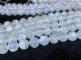 Moonstone 8MM Round Beads ,Rainbow Moonstone beads, Length 16" and AAA Quality,Origin India .Fine quality and perfect round with blue flash