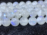 Moonstone 8MM Round Beads ,Rainbow Moonstone beads, Length 16" and AAA Quality,Origin India .Fine quality and perfect round with blue flash
