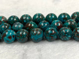 Chrysocolla 8MM Natural chrysocolla Round Beads, Healing stone , Length 16" Gemstone beads . Perfect round with brown matrix