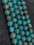 Chrysocolla 8MM Natural chrysocolla Round Beads, Healing stone , Length 16" Gemstone beads . Perfect round with brown matrix