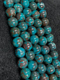 Chrysocolla 10MM Natural chrysocolla Round Beads, Healing stone , Length 16" Gemstone beads . Perfect round with brown matrix