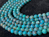 Chrysocolla 6MM  Natural chrysocolla Round Beads, Healing stone , Length 16" Gemstone beads . Perfect round with brown matrix