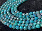 Chrysocolla 8MM Natural chrysocolla Round Beads, Healing stone , Length 16" Gemstone beads . Perfect round with brown matrix