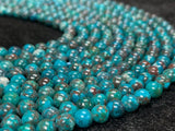 Chrysocolla 6MM Natural chrysocolla Round Beads, Healing stone , Length 16" Gemstone beads . Perfect round with brown matrix