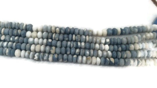 8MM PERUVIAN BLUE opal Smooth Roundel shape, Natural opal beads, Length 10