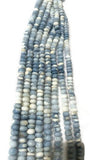 7MM PERUVIAN BLUE opal Smooth Roundel shape, Natural opal beads, Length 10" AA Quality shaded Blue Opal beads