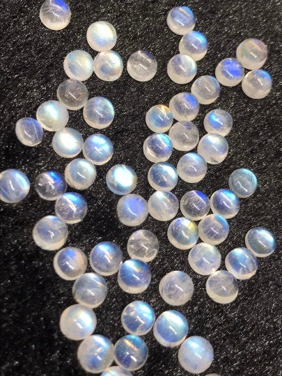 5MM Moonstone Cabs, Blue Moonstone , Rainbow Moonstone top Quality Pack of 8Pc. blue fire moonstone, origin India