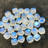 Moonstone 8M Cushion Cabs, Blue Moonstone , Rainbow Moonstone top Quality cut cushion Pack of 6 Pc.