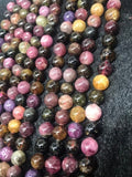 8MM Multi Tourmaline Round beads. Fine quality beads , Length 16 Inch  origin - Mozambique Perfect Round beads