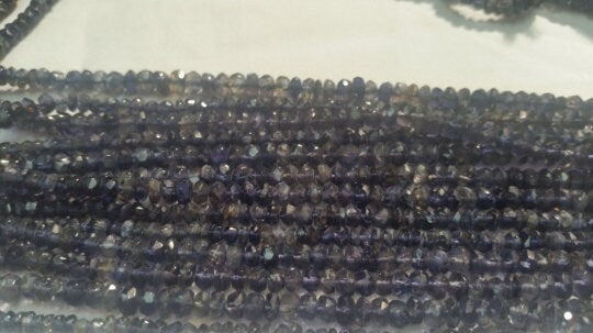 Iolite faceted Rondelles , AA Quality beads, Length 14'' Size 4-4.5mm , Hand cut faceted