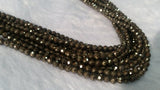 2 Strands Pack of 4MM China Cut Natural Pyrite Faceted Round , Natural Super Fine Cutting small size beads , length in 40Cm