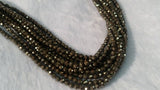 2 Strands Pack of 4MM China Cut Natural Pyrite Faceted Round , Natural Super Fine Cutting small size beads , length in 40Cm