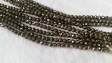 2 Strands Pack of 4MM China Cut Natural Pyrite Faceted Round , Natural Super Fine Cutting small size beads , length in 40Cm