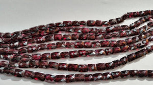 Garnet faceted Buff Rectangular shape , Size 6x8MM , Length of strand 15" , Red Garnet from India
