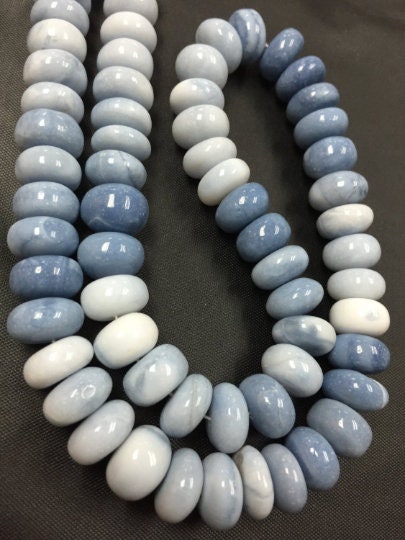 11-12mm Peruvian Blue Opal smooth Rondelle ,Top Quality Shaded blue opal beads