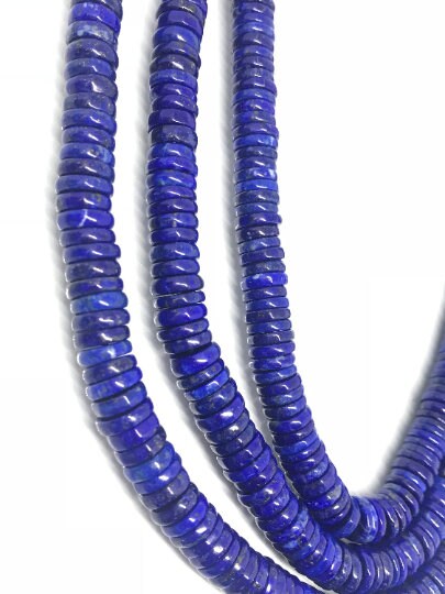 10MM Lapis lazuli Smooth Heishi , Dark Blue Fine Quality , Length in 15 