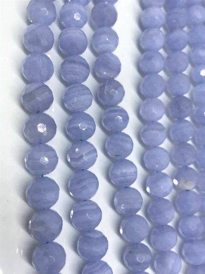 10mm Blue Lace Agate Faceted Round Beads, 15 Inch Strand- Top Quality , Good faceted .