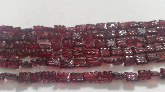 Garnet Full Carving Rectangular Shape 6x8MM beads length 15 inch