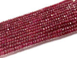 Ruby Faceted Roundel beads 3-4M MM Top Quality Beads , Length 16" . Precious stone beads, Ruby gemstone roundel