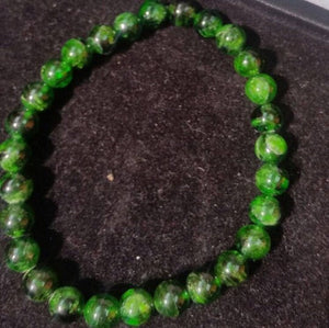 8MM Chrome Diopside Smooth Round , Very good quality Stretch Bracelet .country of origin Russia