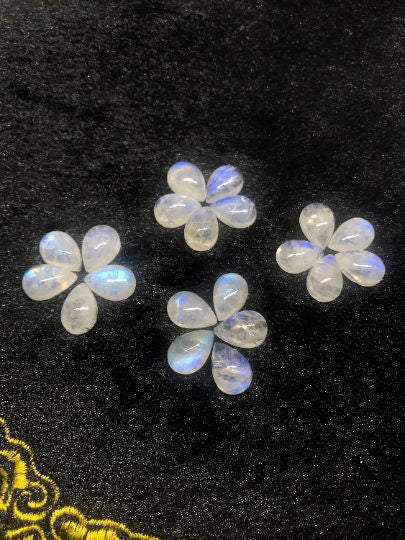 9X13MM and AAAA Rainbow Moonstone Cabochon-Natural Untreated Strong Blue Fire- Rainbow (Pack of 6 Pc.)