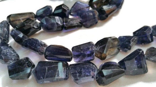 Big Iolite Faceted Nugget Shape, Top Quality in 12X18MM, Length 10