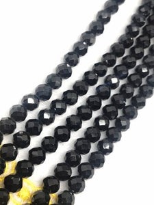 5mm Black Spinel Round Faceted Beads, Black spinel Faceted Balls, Length 16"