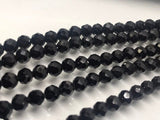 5mm Black Spinel Round Faceted Beads, Black spinel Faceted Balls, Length 16"