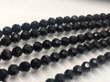 4 mm Black Spinel Round Faceted Beads, Black spinel Faceted Balls, Length 15"