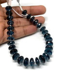 Blue Topaz Faceted Roundel 10MM - London Blue topaz beads , 165 carat weight length 8 Inch AAAA Quality Rare available Code#8