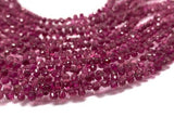 Rubellite faceted Drop Beads 2X3-5x6MM ,Natural Rubellite small drop shape, Top Quality precious stone beads , length 17" , deep pink stone