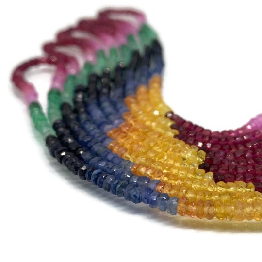 Sapphire Faceted Roundel Beads , Ruby 2024 Sapphire Emerald Beads AAA quality- Emerald,Sapphire,Ruby Faceted Rondelle, 2.5-3 mm