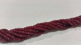 Ruby Glass Filling faceted Beads 3mm length in 16 Inch, precious stone beads