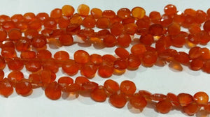 Carnelian Faceted 6MM Heart Shape Briolette , Natural gemstone , orange agate faceted briolette .length 8"