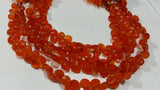 Carnelian Faceted 6MM Heart Shape Briolette , Natural gemstone , orange agate faceted briolette .length 8"