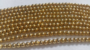 Pyrite Smooth Round 4mm , Golden coating smooth round beads , Length 14" . Coating pyrite beads .