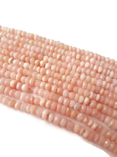 5 Strand Pack Pink Opal Faceted Rondelles 4-4.5MM  size, Super Quality , Natural Pink Opal beads  ,length 13.5