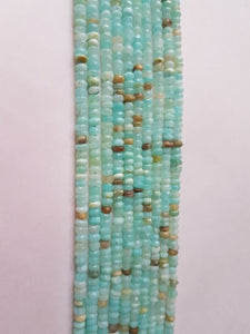 2 Strands Pack Peruvian  Opal Faceted Rondelles 4-4.5MM  size, Super Quality , Natural peruvian Opal beads  ,length 13.5"